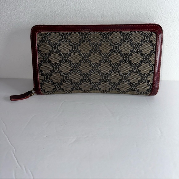 Celine Brown/Beige Canvas/Leather Macadam Envelope Long Clutch Vintage in EUC - Picture 6 of 17